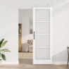 Porte coulissante avec ensemble de quincaillerie blanc 78x232 cm en bois massif de pin 