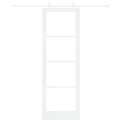 Porte coulissante avec ensemble de quincaillerie blanc 78x232 cm en bois massif de pin 