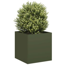 Jardinière vert olive 40x40x40 cm acier laminé à froid 