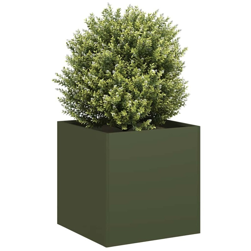 Jardinière vert olive 40x40x40 cm acier laminé à froid 