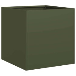 Jardinière vert olive 40x40x40 cm acier laminé à froid 