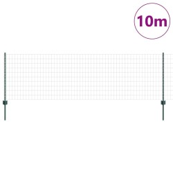 Clôture Euro avec 5 poteaux en U Vert 0.8x10 m Acier 