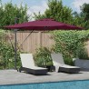 Parasol déporté Roma avec LEDs en rouge Bordeaux, 286 x 285 x 270 cm en aluminium. 