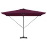 Parasol déporté Roma avec LEDs en rouge Bordeaux, 286 x 285 x 270 cm en aluminium. 