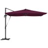 Parasol déporté Roma avec LEDs en rouge Bordeaux, 286 x 285 x 270 cm en aluminium. 