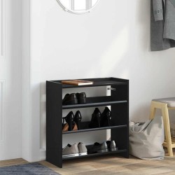 Étagère à chaussures noir 60x25x62 cm bois d'ingénierie 