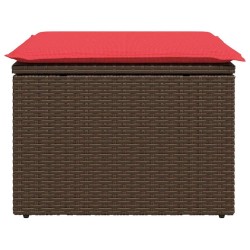 Tabouret de jardin avec coussin Marron 55x55x37 cm en Rattan synthétique 