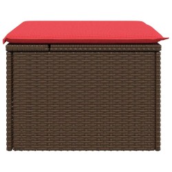 Tabouret de jardin avec coussin Marron 55x55x37 cm en Rattan synthétique 
