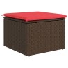 Tabouret de jardin avec coussin Marron 55x55x37 cm en Rattan synthétique 