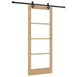 Set de Porte Coulissante avec Matériel "ORKDAL" Bois Massif & Verre 