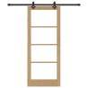 Set de Porte Coulissante avec Matériel "ORKDAL" Bois Massif & Verre 