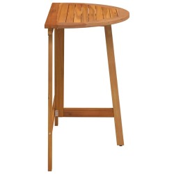 Table de jardin pliante demi-ronde 78x46x75 cm en bois massif d'acacia 