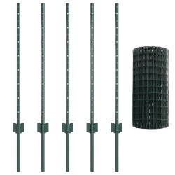 Set de Clôture de Jardin Pack de 2 Vert Acier 10 x 0.8 m 