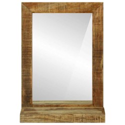 Miroir de Salle de Bain 50x22x70 cm en Bois Massif de Manguier Rugueux 