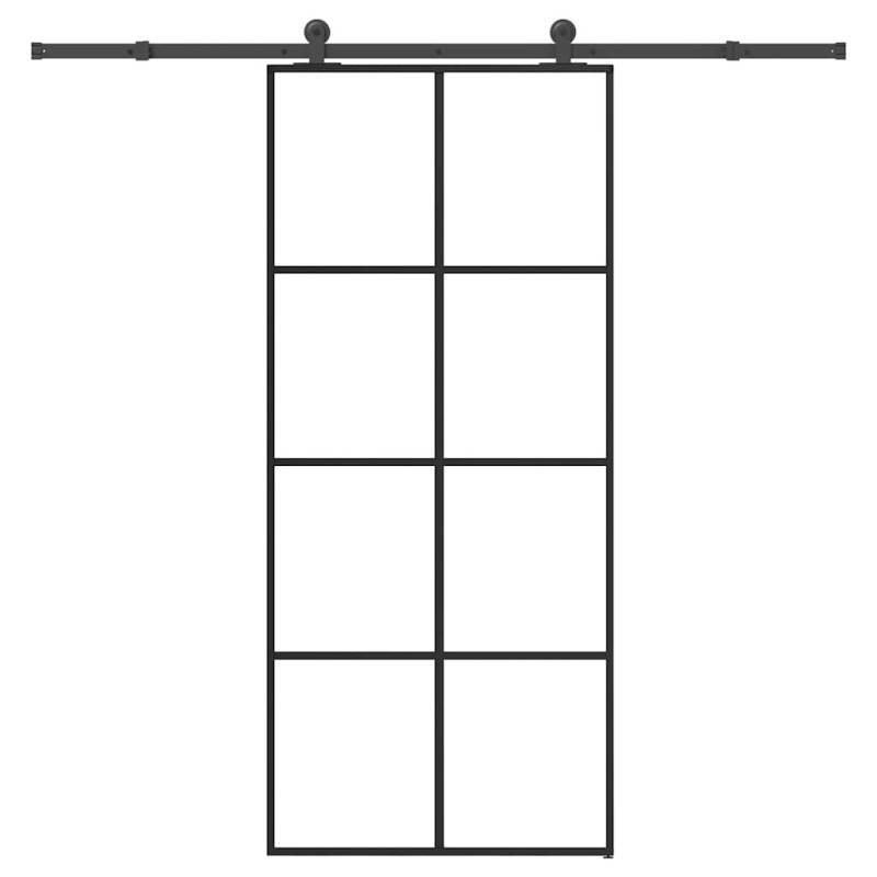 Porte coulissante avec kit de quincaillerie 90x205 cm Verre ESG 