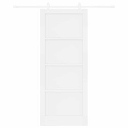 Porte Coulissante avec Ensemble Matériel Blanc 86x211 cm en Bois de Pin Massif 