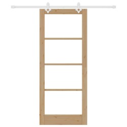 Ensemble de porte coulissante avec kit de quincaillerie 83x202 cm en bois massif pin 