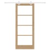 Ensemble de porte coulissante avec kit de quincaillerie 83x202 cm en bois massif pin 