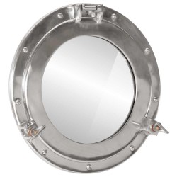 Miroir en forme de hublot mural Ø38 cm aluminium et verre 