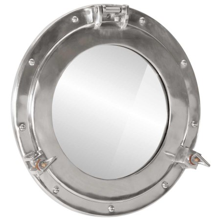Miroir en forme de hublot mural Ø38 cm aluminium et verre 