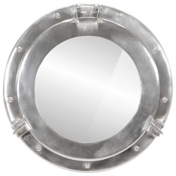 Miroir en forme de hublot mural Ø38 cm aluminium et verre 