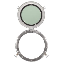 Miroir en forme de hublot mural Ø38 cm aluminium et verre 