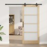 Porte Coulissante avec Kit de Quincaillerie 'ORKDAL'en Bois Massif & Verre 