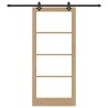 Porte Coulissante avec Kit de Quincaillerie 'ORKDAL'en Bois Massif & Verre 