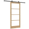 Porte Coulissante avec Kit de Quincaillerie 'ORKDAL'en Bois Massif & Verre 