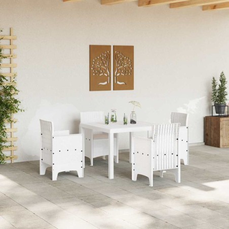 Ensemble de salle à manger de jardin 5 pcs Blanc Rotin 