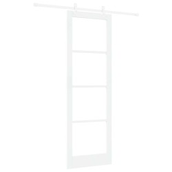 Porte Coulissante avec Kit de Matériel Blanche 78x232 cm en Bois Massif de Pin 