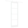 Porte Coulissante avec Kit de Matériel Blanche 78x232 cm en Bois Massif de Pin 