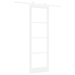 Porte Coulissante avec Kit de Matériel Blanche 78x232 cm en Bois Massif de Pin 