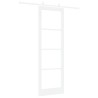 Porte Coulissante avec Kit de Matériel Blanche 78x232 cm en Bois Massif de Pin 