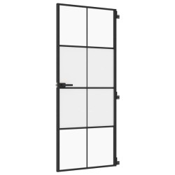 Porte intérieure mince noir 83x201,5 cm verre trempé aluminium 