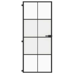 Porte intérieure mince noir 83x201,5 cm verre trempé aluminium 