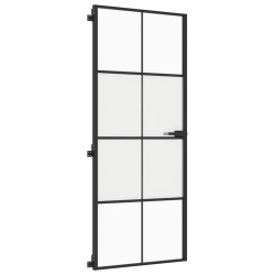 Porte intérieure mince noir 83x201,5 cm verre trempé aluminium 