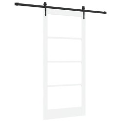 Porte coulissante avec kit de quincaillerie blanche 93x202 cm en bois massif de pin 
