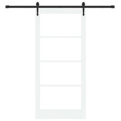 Porte coulissante avec kit de quincaillerie blanche 93x202 cm en bois massif de pin 