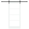 Porte coulissante avec kit de quincaillerie blanche 93x202 cm en bois massif de pin 