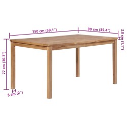 Table de jardin 150x90x77 cm Bois de teck solide 
