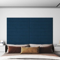 Panneaux muraux 12 pcs Bleu 90x15 cm Velours 1,62 m² 