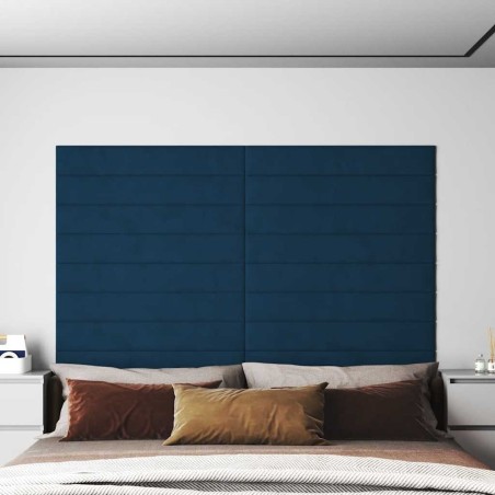 Panneaux muraux 12 pcs Bleu 90x15 cm Velours 1,62 m² 