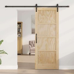 Porte Coulissante avec Ensemble de Quincaillerie 78x202 cm Bois Massif Pin 