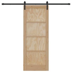Porte Coulissante avec Ensemble de Quincaillerie 78x202 cm Bois Massif Pin 