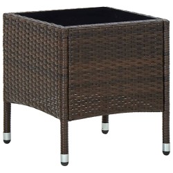 Table de jardin Marron 40x40x45 cm Résine tressée 