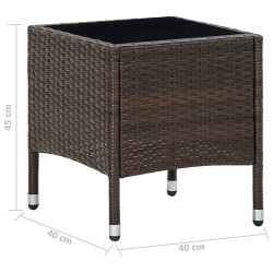 Table de jardin Marron 40x40x45 cm Résine tressée 