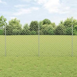 Clôture en Maillons avec 44 Poteaux U Argent 1.2m x 25m Acier 