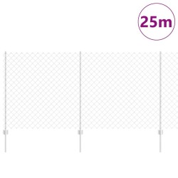 Clôture en Maillons avec 44 Poteaux U Argent 1.2m x 25m Acier 