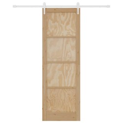 Porte coulissante avec quincaillerie 78x232 cm en bois massif de pin 